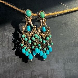 Vintage Carolyn Pollack Sterling Turquoise Chandelier Earrings